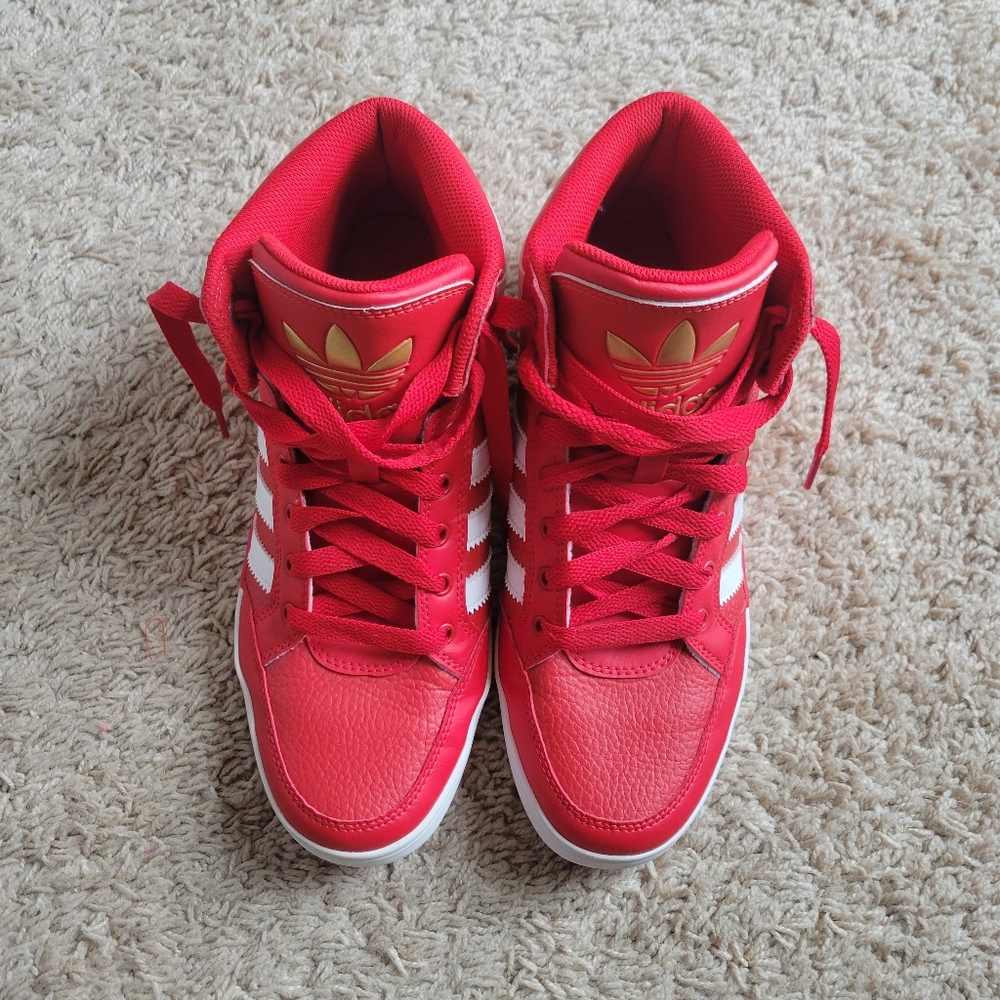Adidas Red Gold White High Top Men's Sneakera 7.5